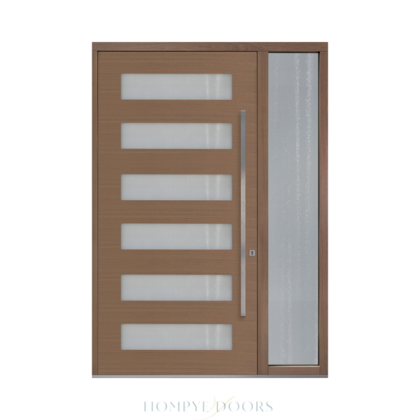 Main Door HDB Front Door Entrance Door Manufacturer Factory Exterior Door Wood Glazed Laminated Door China Pivot Door Glass Door Hompye Doors Hangpai